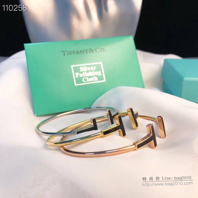 Tiffany飾品 蒂芙尼女士專櫃爆款黑油雙t手鐲  zgt1801